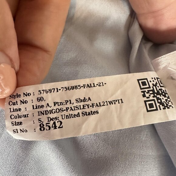 Old‎ Navy Dress Womens S Blue Ditsy Floral L/S Tie Neck Smocked Boho Romantic - Picture 7 of 15